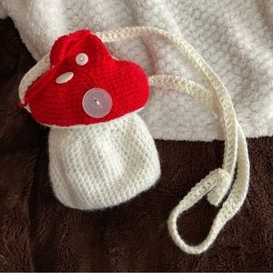 Drawstring mushroom purse (handmade crochet)